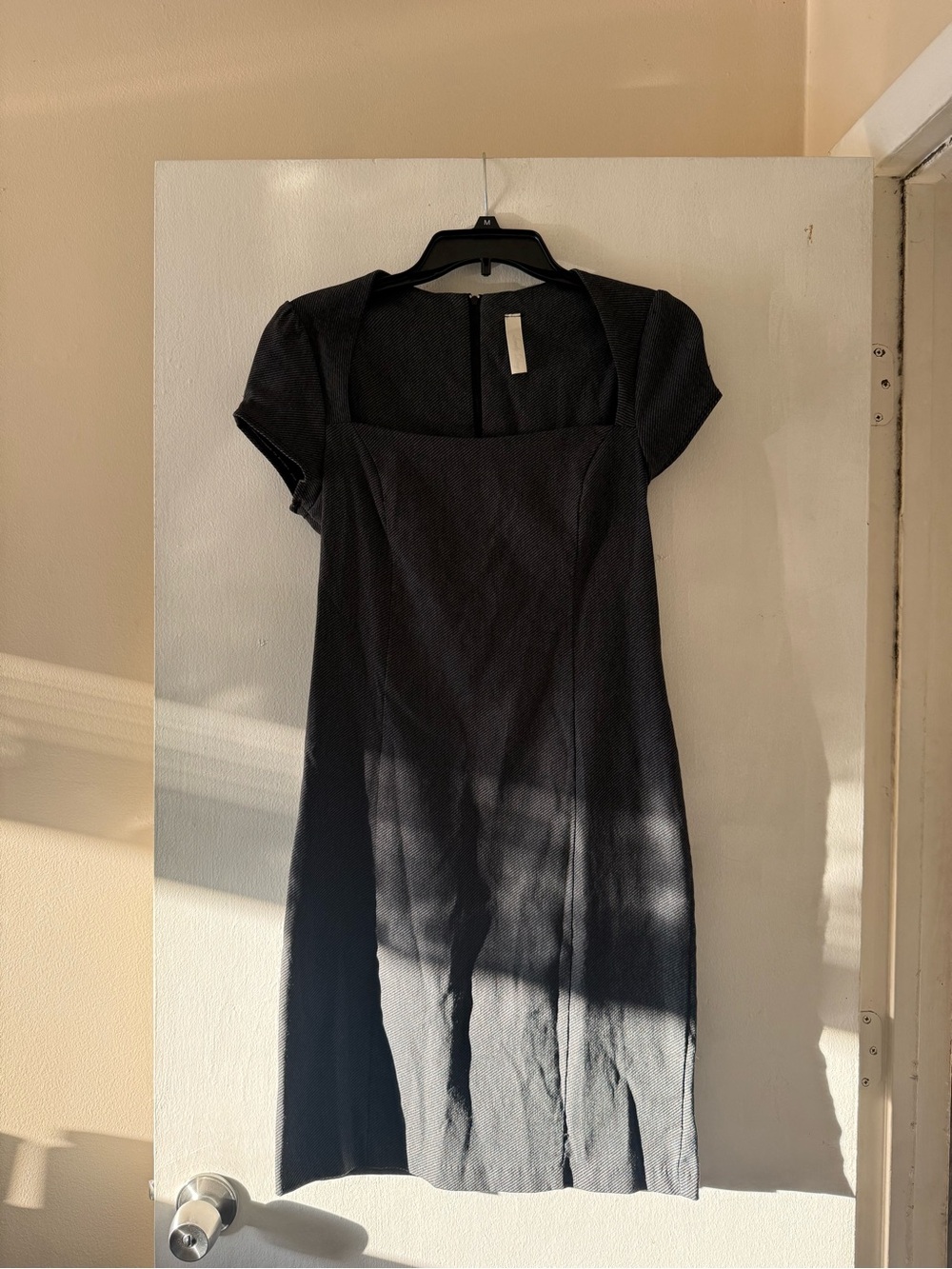 Charcoal Gray Textured Sheath Dress